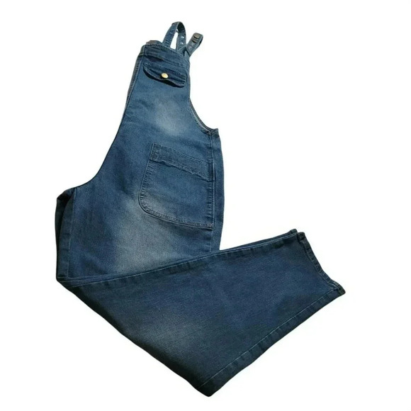 Soojun Vintage 90s Streetwear Large Stretch Denim Jean Overalls Blue Size M - Picture 12 of 12